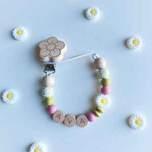 White Daisy Pacifier Chain