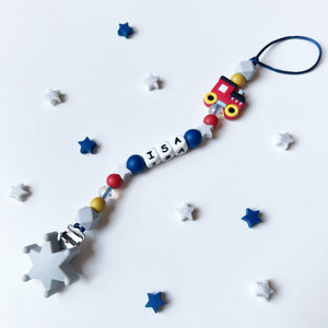 Star & Red Train Pacifier Chain