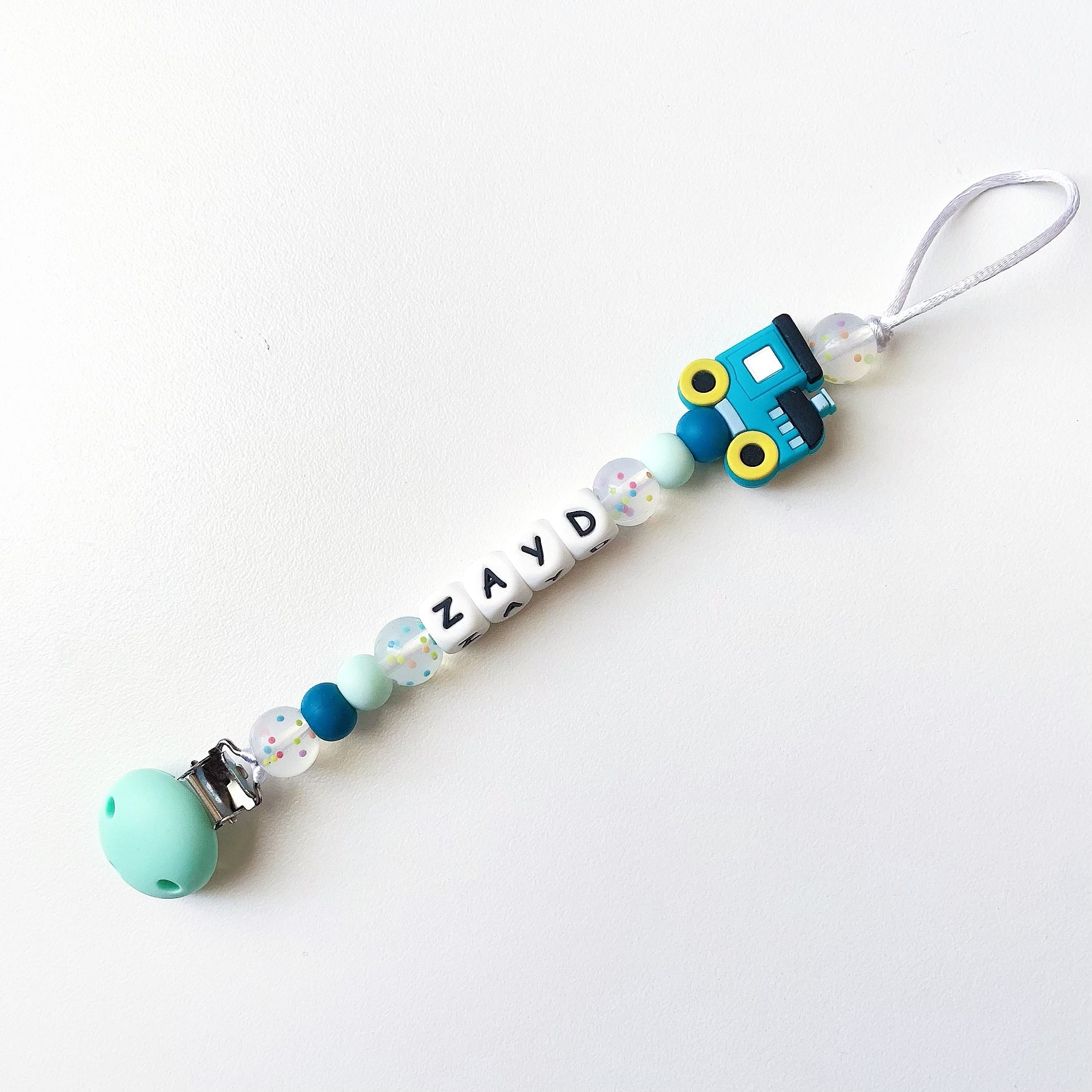 Midi Confetti & Train Theme Pacifier Chain