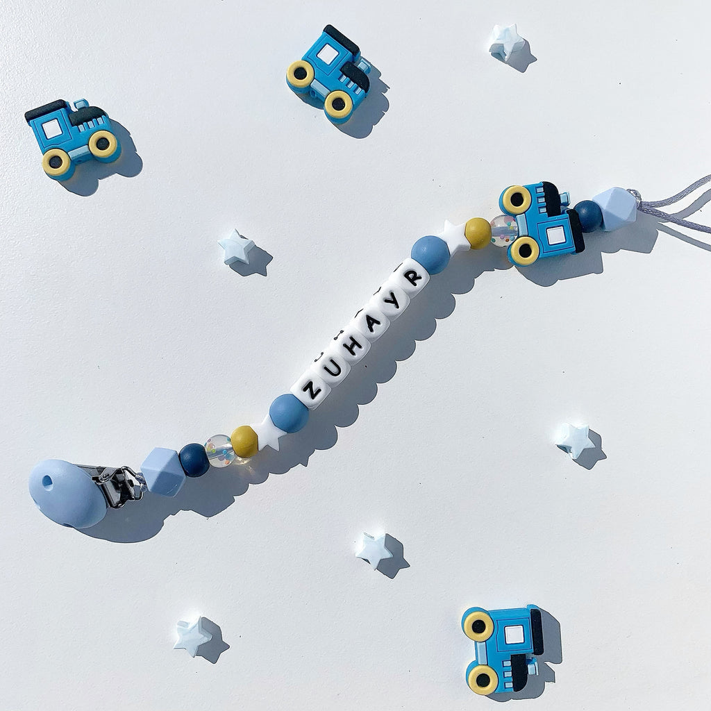 Stars & Train theme pacifier chain – TheCuteLab.SA