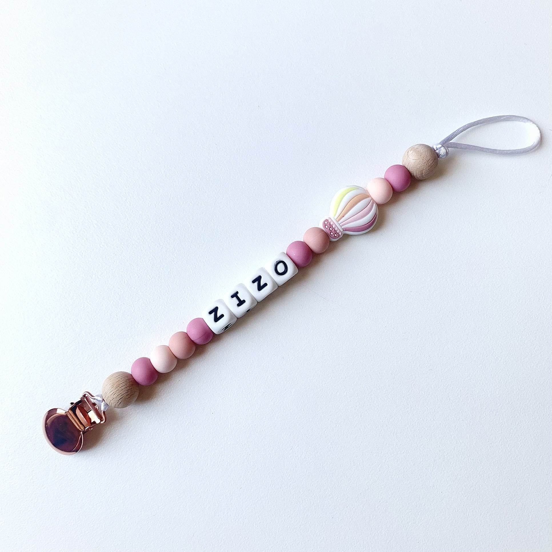 Pink Hot Air Balloon Pacifier chain