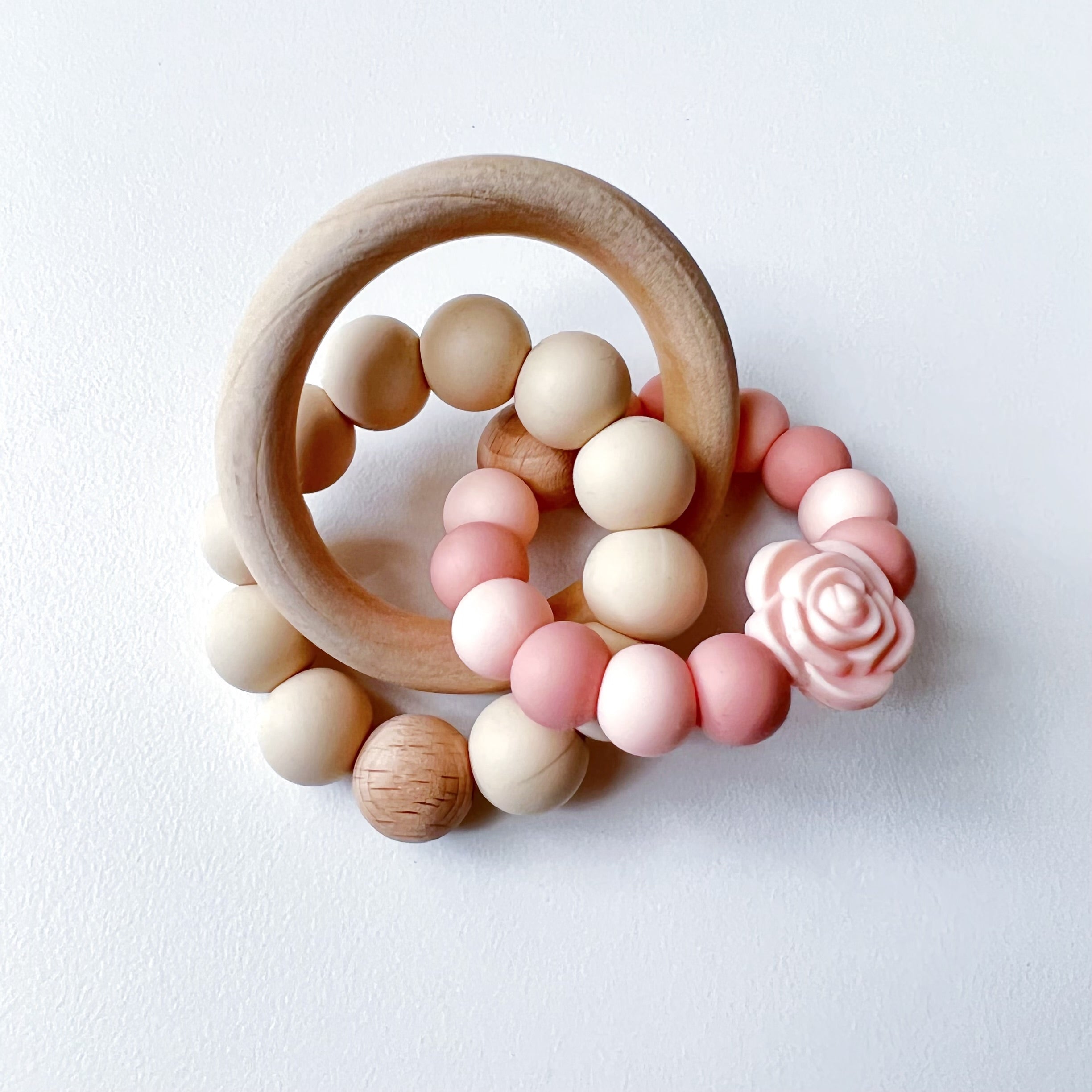 Double Ring Blush Rose Teether