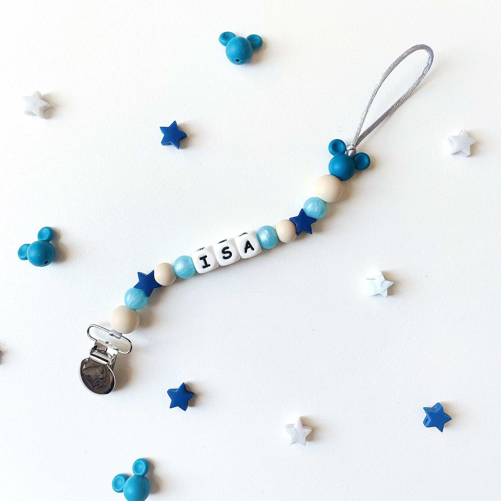 Midi Sand & Biscay Mickey Pacifier chain